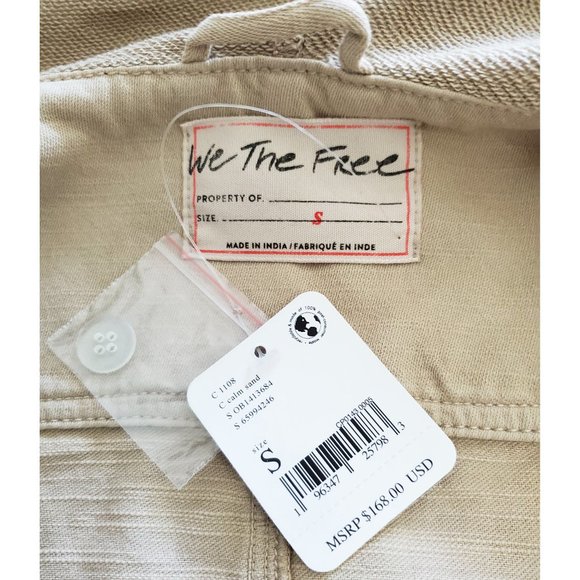 Free People We the Free Womens Carmen Moto Jacket Zip Hoody in Calm Sand S NWT - Picture 4 of 14